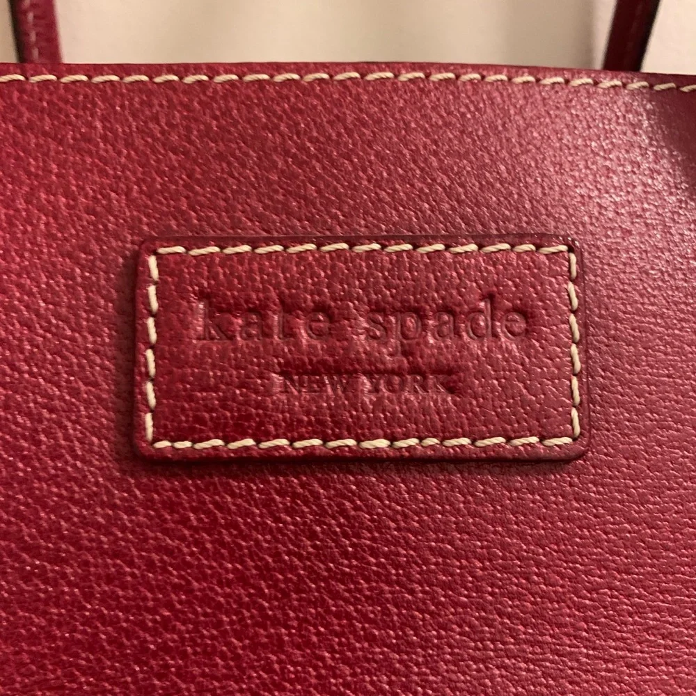 kate spade Red Leather Tote with Gold Hardware